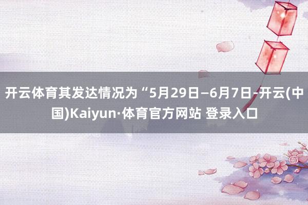 开云体育其发达情况为“5月29日—6月7日-开云(中国)Kaiyun·体育官方网站 登录入口