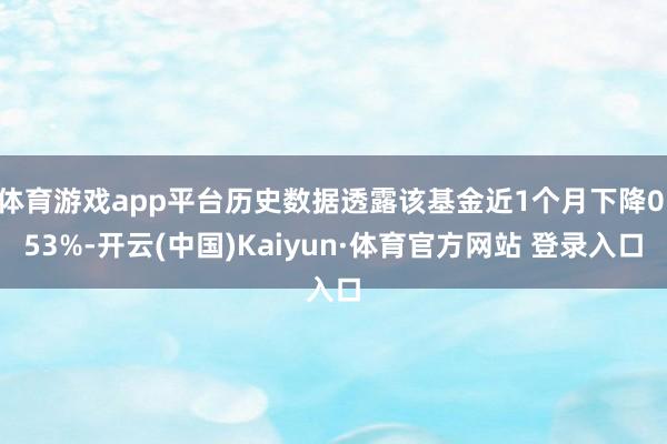 体育游戏app平台历史数据透露该基金近1个月下降0.53%-开云(中国)Kaiyun·体育官方网站 登录入口